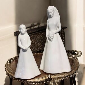 Antique Coalport Moments "The Bride" and the “Bridesmaid” Figurine Porcelain Set